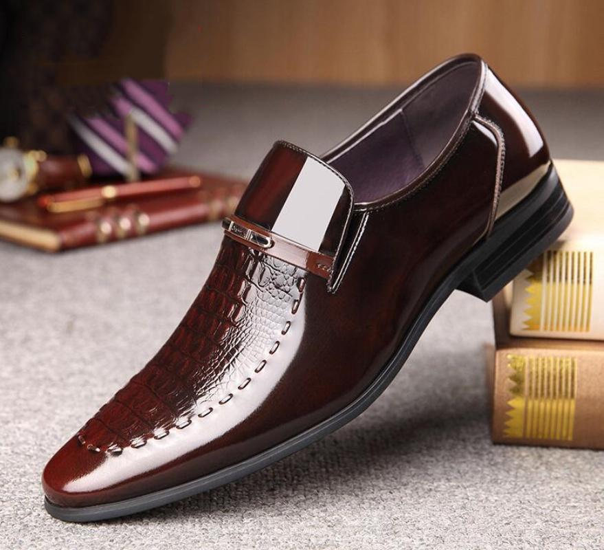 Men Classic Dress Shoes Crocodile Leather Business Casual Formal Sneakers Plus Size 38-48 Office Wedding Party Oxford Shoes