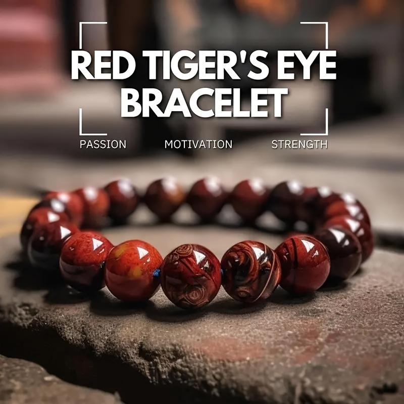 Handgefertigtes Rotes Tigerauge Armband - Naturstein, Modeaccessoire für Freizeitkleidung, Perfektes Geschenk für Freunde & Familie