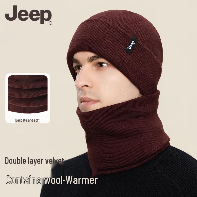 JEEP Winter Fleece-Lined Wool Knit Hat and Winter Gear Set