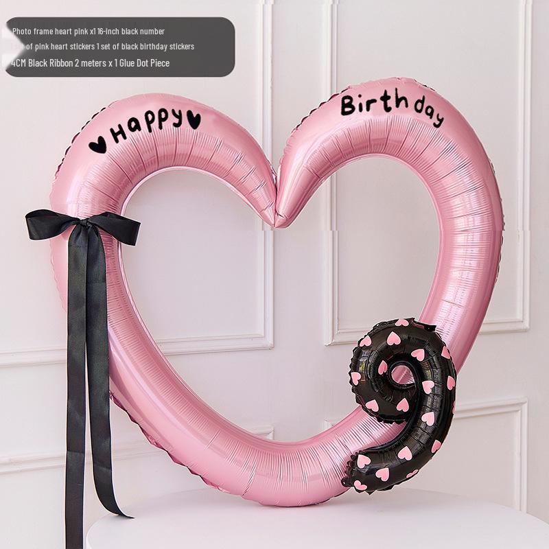 40-inch Pink Heart Balloon with Bow & Number for First Birthday Decoration