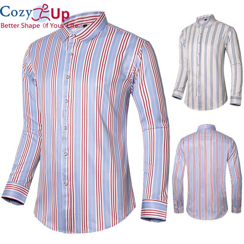 Уютная Муж. Рубашка Другие принты В полоску Большие размеры С принтом Длинный рукав — фото 3