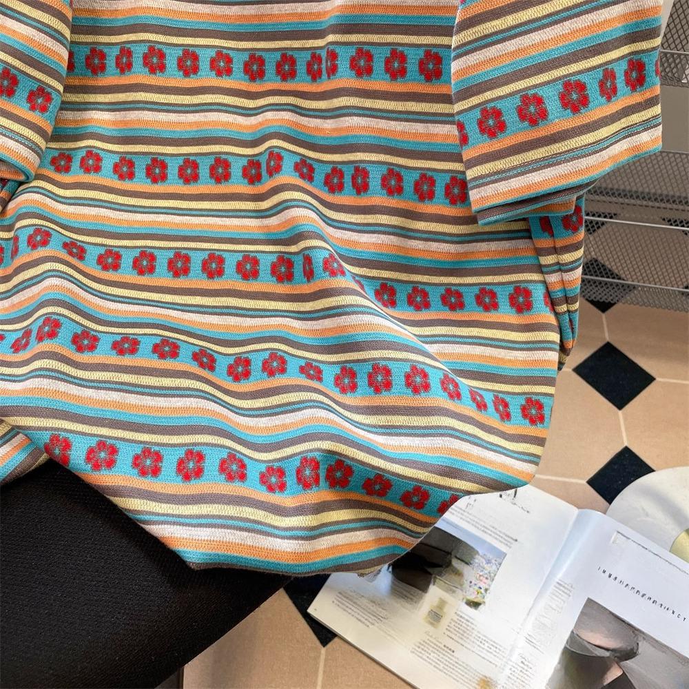 2024 Letní barevné tričko s květinovým potiskem pro ženy Oblečení Harajuku vintage Nadměrné tričko z čisté bavlny Dámské luxusní oblečení Y2k Topy