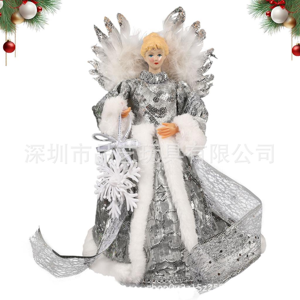 Christmas Santa Claus & Angel Figurine Set, Holiday Tabletop Decor for Hotel Lobby, Window Display, Entryway Ornament