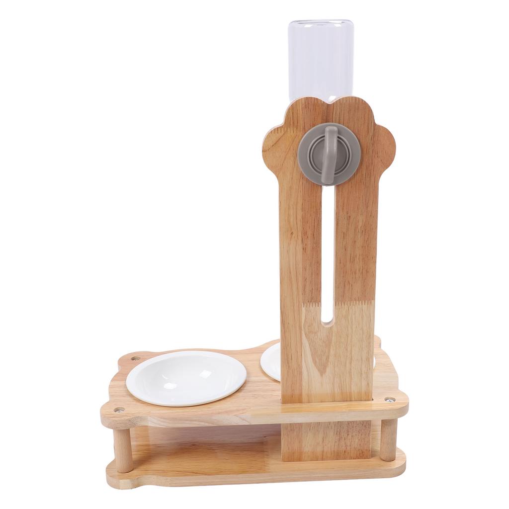 Wood Raised Cat Food Bowls Multifunctional 2 in 1 Automatic Cat Water Feeder and Food Bowl Set with Stand for Dog Pets