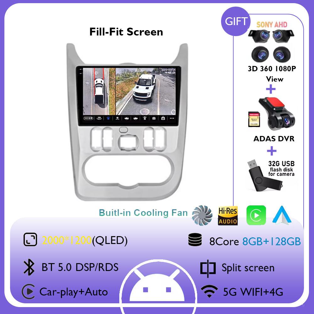 For Renault Logan 1 Sandero 2009 - 2015 For Dacia Duster 2010 - 2017 Car Radio Multimedia Video Player Navigation GPS Android 14