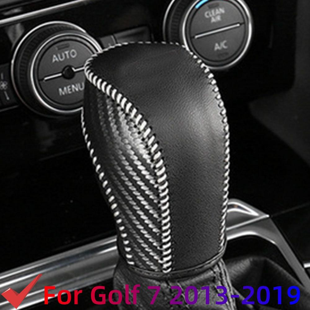 Leather Car Gear Shift Knob Cover Gear Collars for Volkswagen VW Polo Tiguan Golf 5 6 7 Mk7 Passat B5 B6 B7 CC Jetta AT