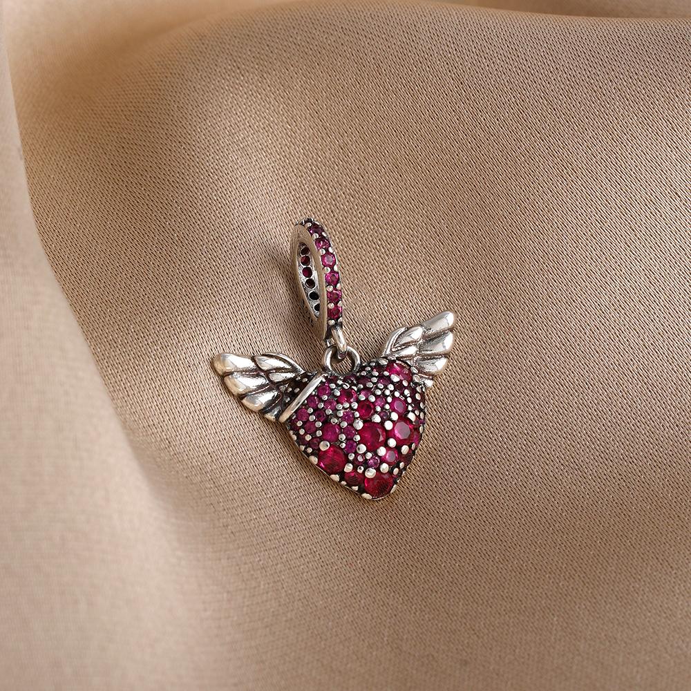 925 Silver Pink Series Cake Wings Flower Heart Pig House Donut Charm Bead Fit Bracelet DIY For Woman Girl Jewelry