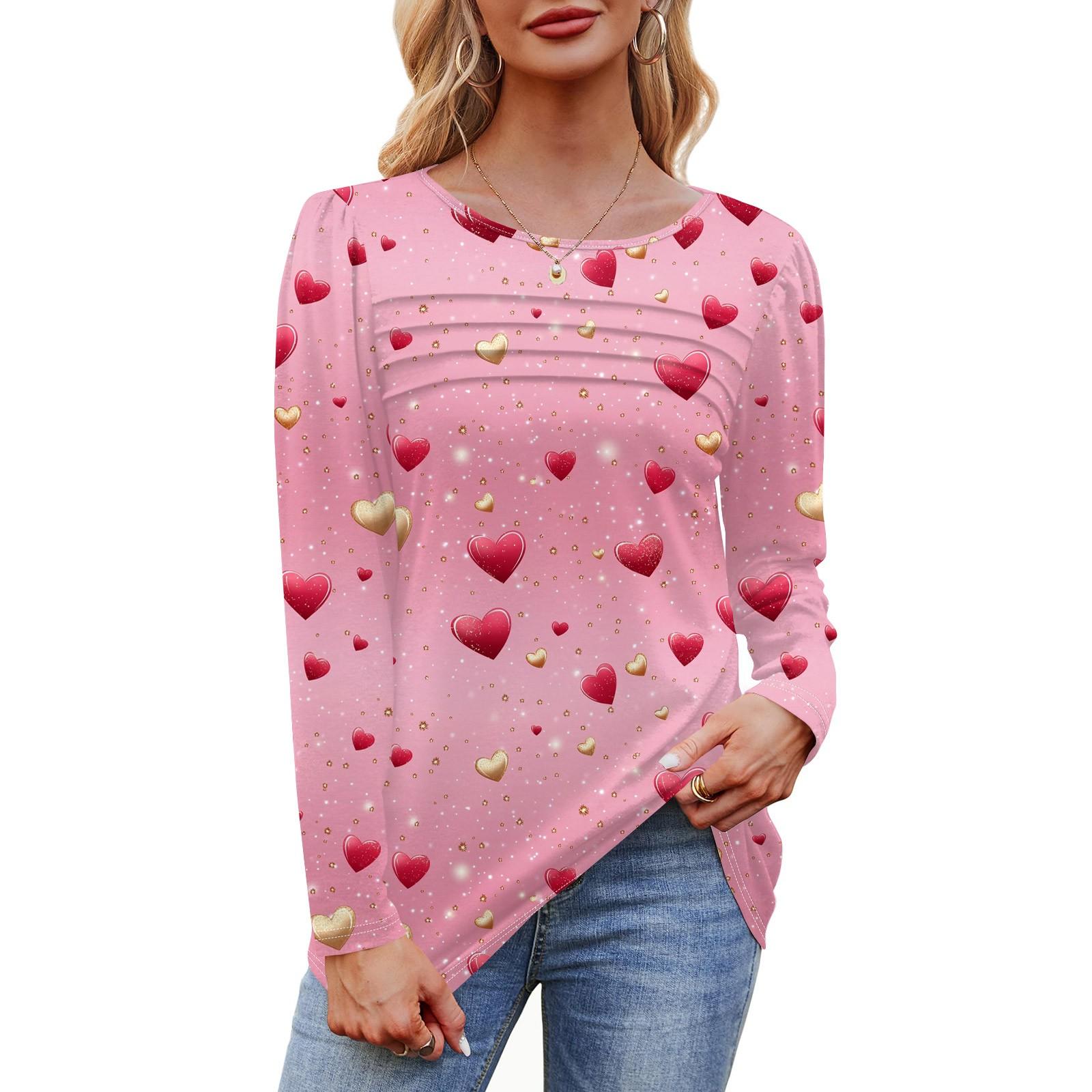 

Женский свободный повседневный топ с круглым вырезом и длинными рукавами, модный топ XXXL розовый