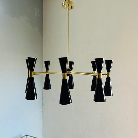 Handcrafted Brass Sputnik Chandelier 8 Arm Mid Century Stilnovo Style