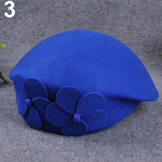 Fashion Women's Beret Baggy Beanie Hat Double Flower Airline Stewardess Cap
