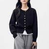 New single-breasted simple solid color round neck long-sleeved knitted cardigan women's versatile temperament sweater cardigan women's