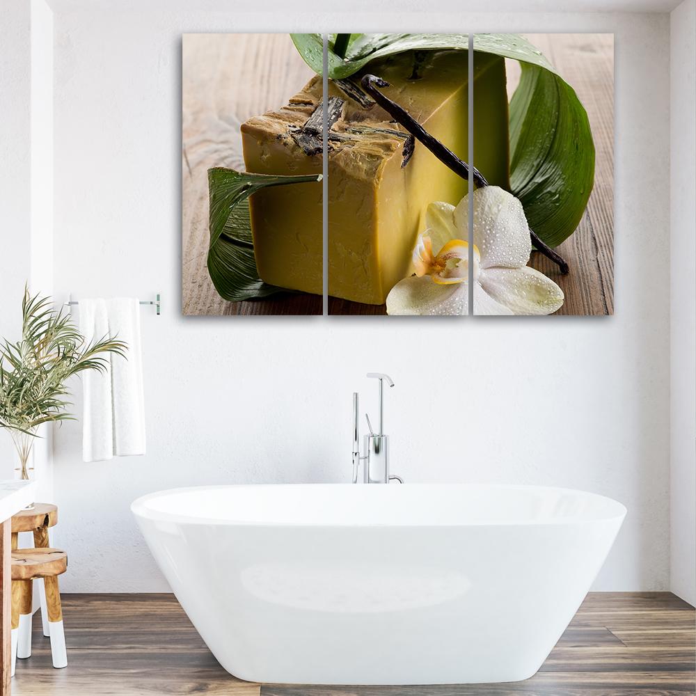 Imprimare pânză cu imagini din trei piese Frunza de orhidee