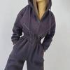 Sports Casual Women's Zipper Decorative Hooded Jumpsuit Jumpsuit