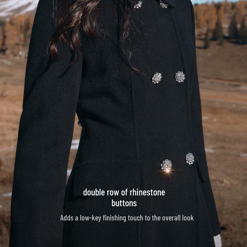 Qiu Shui Yi Ren Women's 100% Lamb Wool Lapel Coat