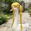 Porch Goose Wig Cute Goose Statue Braid Wig Funny Double Braids with Adjustable Elastic Band for Lawn Goose Statue Yard Garden Outdoor Decoration