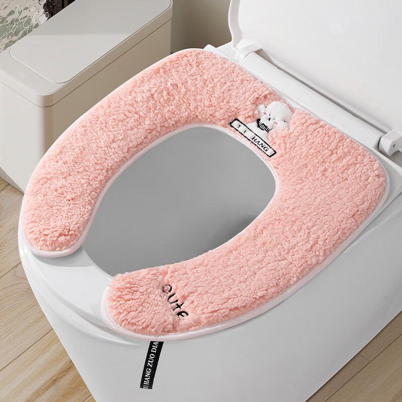 Simple Puppy Lamb Wool Velcro Toilet Seat Cushion