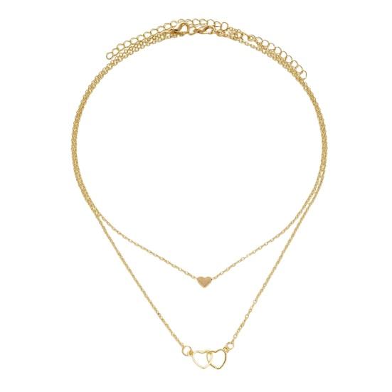 

2 шт. женские ожерелья штабелируемые регулируемые полые кулоны в форме сердца сплошной цвет для выпускного вечера повседневные свидания украшения для шеи женские ожерелья на ключицы золотистый