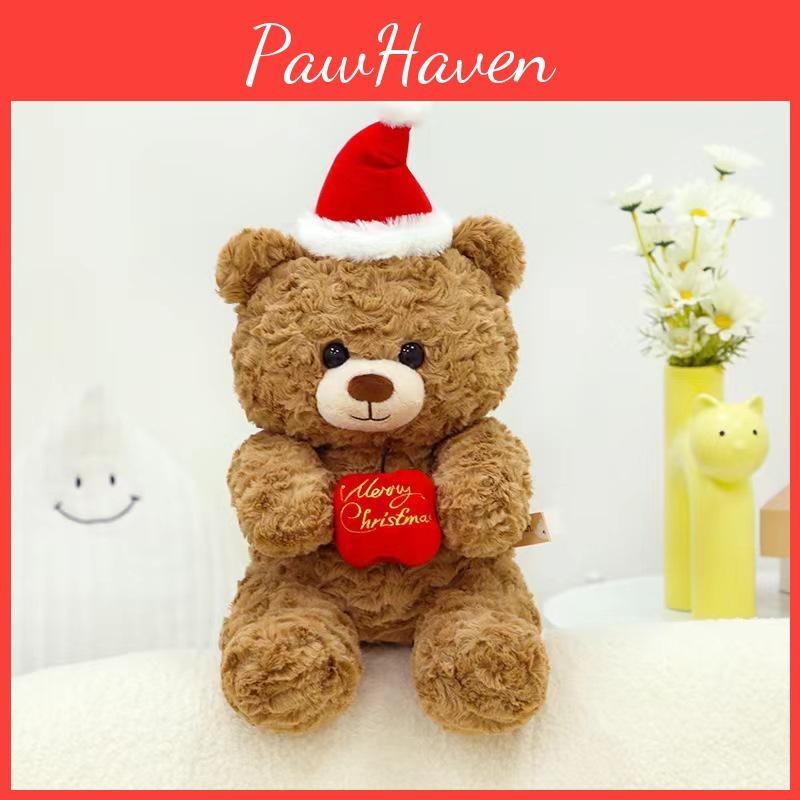 Hat Santa Teddy Bear Plush Toy Cute Cartoon Children Girls Holiday Gift Doll