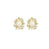 Korean Temperament S925 Silver Irregular Pearl Metal Earrings - Hong Kong Style Jewelry for Women