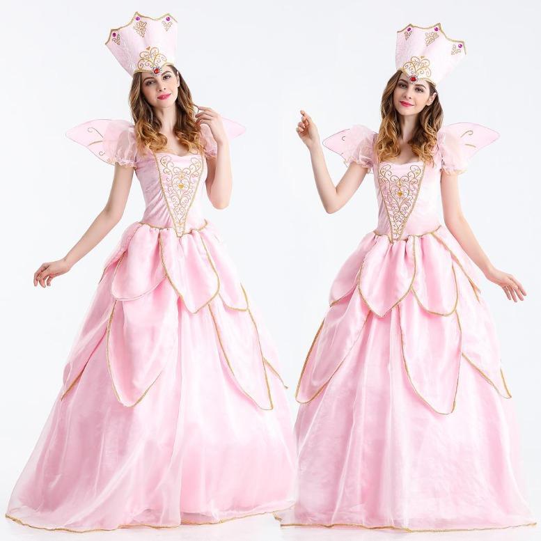 Xqwewanticedd Unisex Pink New Fairy Tale Cinderella Fairy Godmother Costume Princess Costume Stage Costume Performance Costume Cm