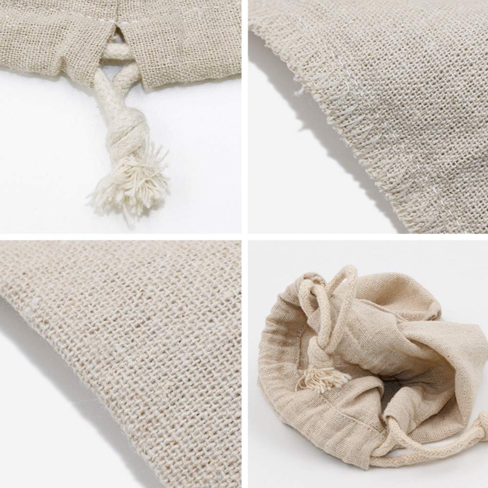[MsO] Săculeți din In cu Șnur în Stil Japonez, Sacoșe Eco Reutilizabile, Săculeți de Depozitare Lavabili, Portabili și Organizatori, Set de 2, 50cm x 60cm