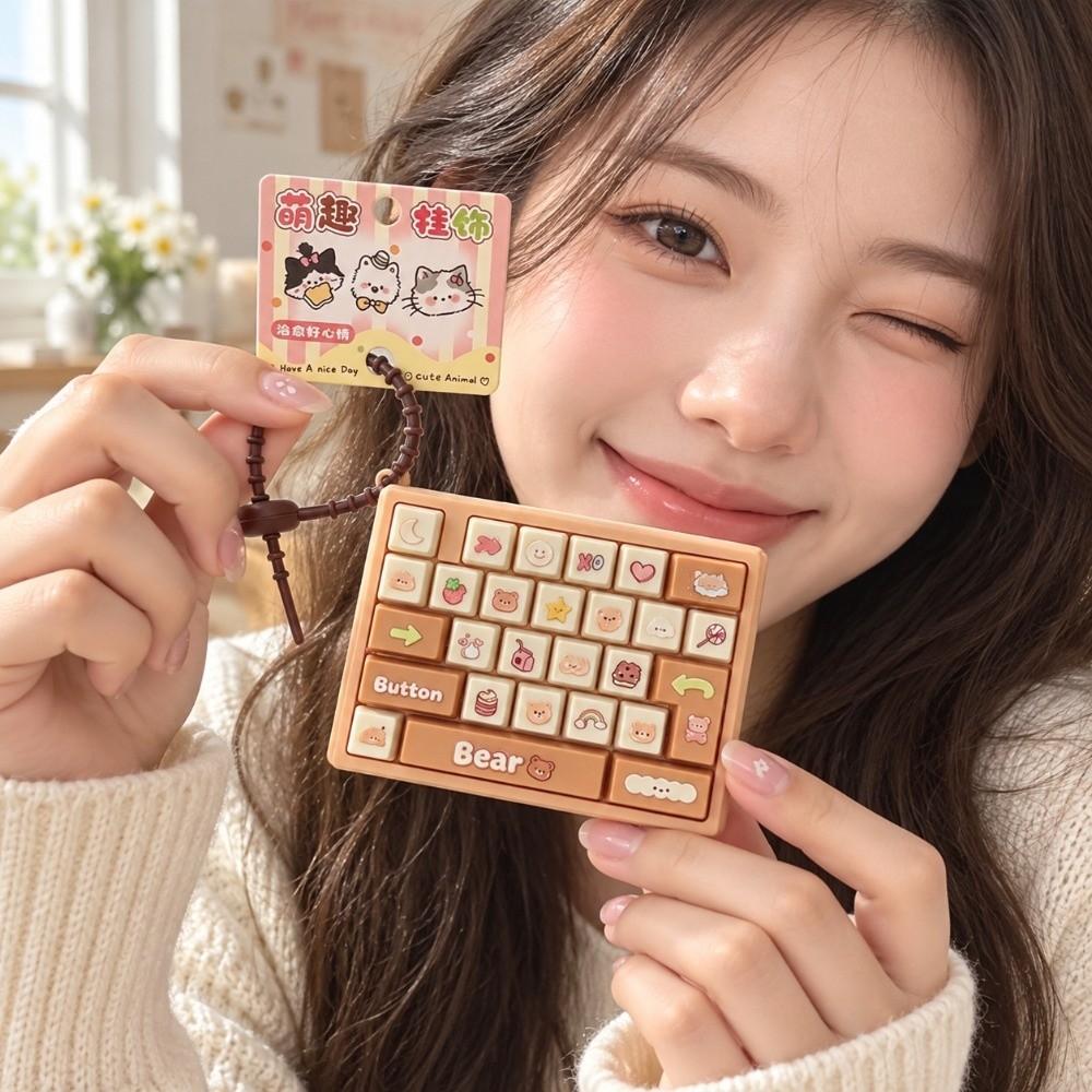 Cute Design Decompression Button Toy Creative Style Keyboard Keychain Children Use