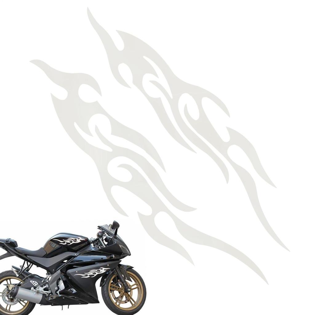 usptalie Motorcycle Decal, Flame Sticker | 2 Pack Waterproof Emblem for Suitcase Tall Box Golf Cart Bumper Boat