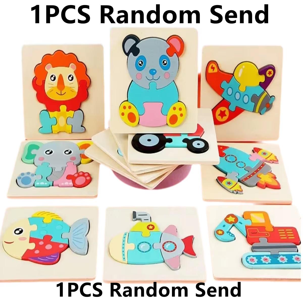 

10.7cm/4.21in Kids Colorful 3D Puzzles Montessori Games Cartoon Animals Jigsaw Puzzle Baby Educational Wooden Toys for Children