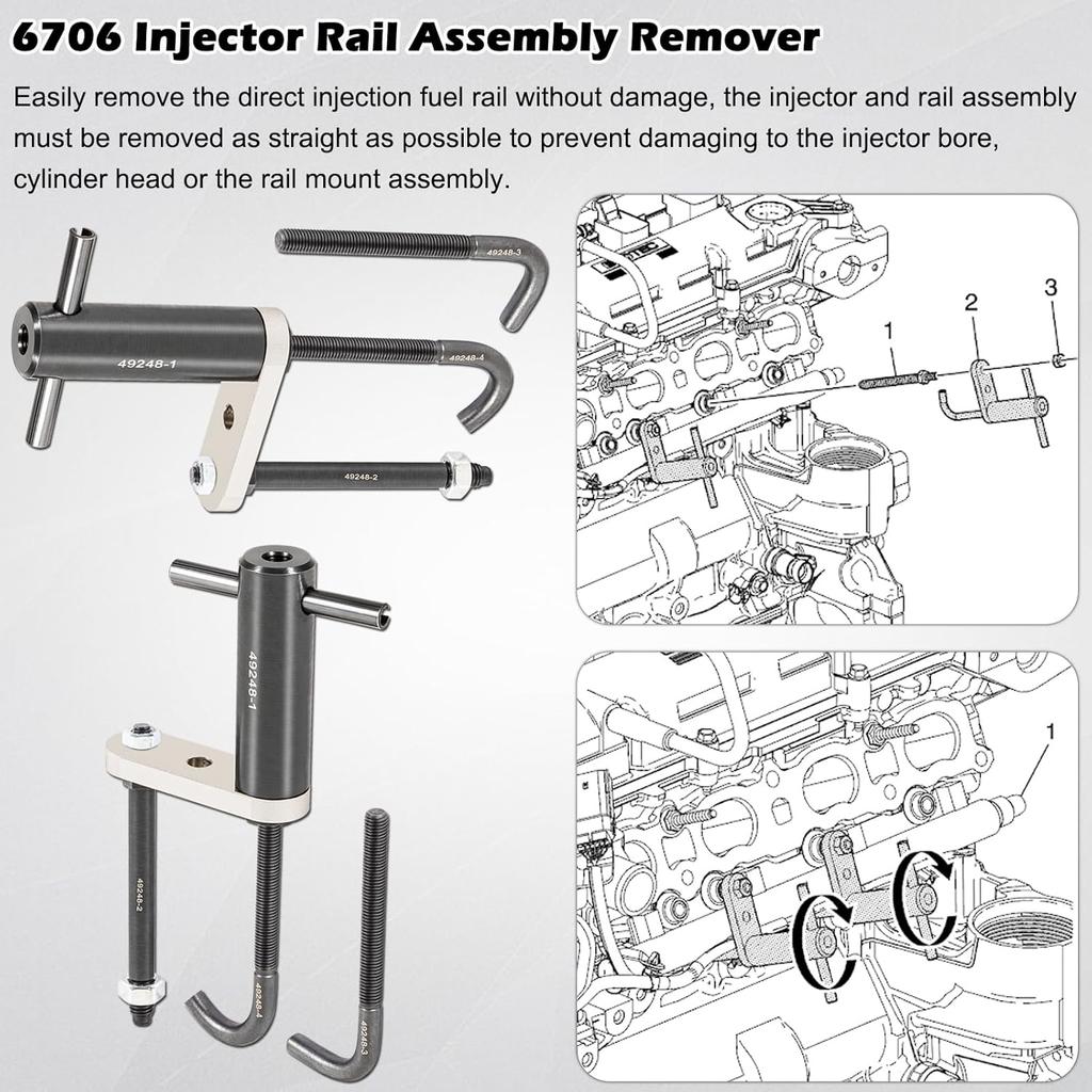 EN-49248 Fuel Injector Rail Assembly Remover Tool Direct Injection Tool 6706 Fits for 2007-2014 GM Cadillac/Saturn/Pontiac/Chevrolet Direct Injection