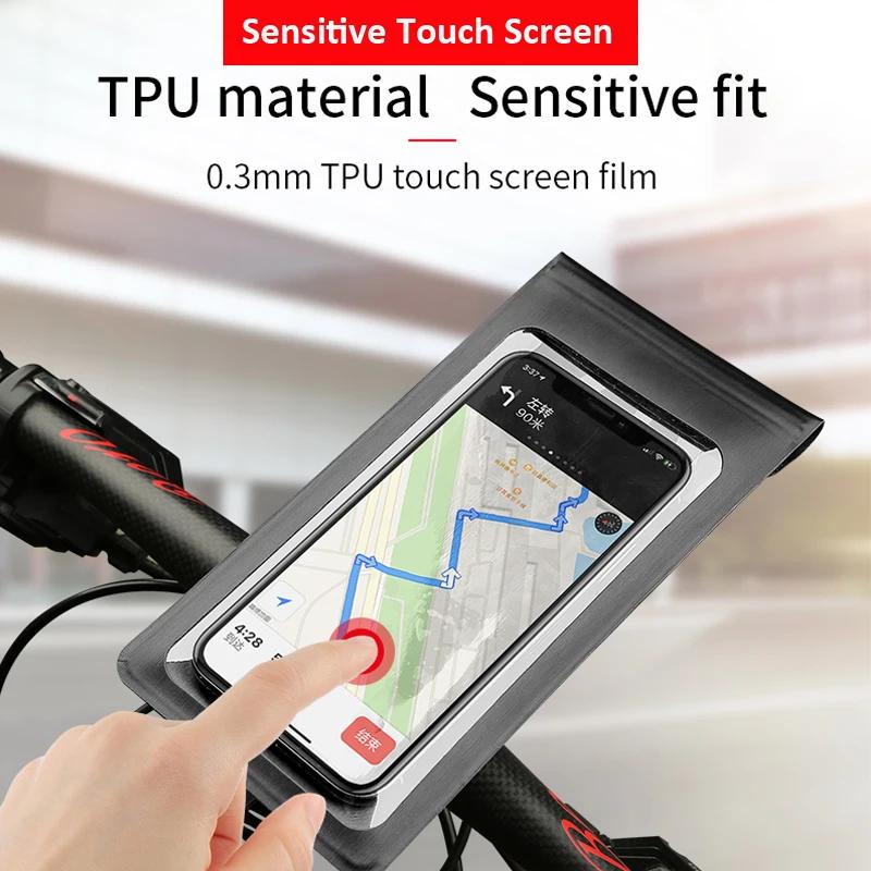Bicycle Motorcycle Holder Waterproof TPU Touch Screen Cell Phone Rental Handle Installation for 6.5 inch Smartphone Bike Mount