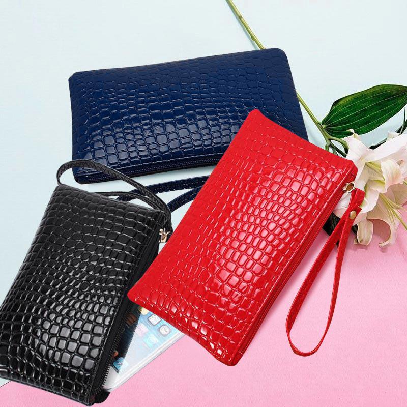 Crocodile Texture PU Phone Wallet Clutch Purse With Zipper Card Holder Makeup Pouch For Shopping Work And Daily Use Women