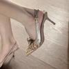 Fashion Women's Shoes 2025 Summer Fashion Pointy Bow Mesh Breathable Stiletto Heels Shallow Sandals for Women Zapatos De Mujer Size40