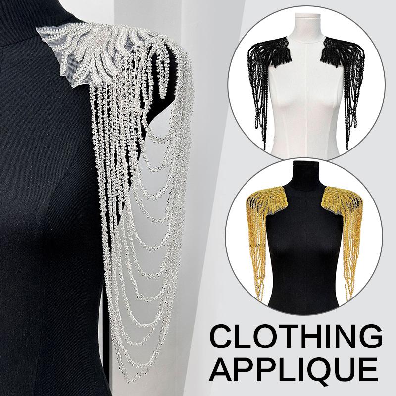 2 Pcs Tassel Chain Shoulder Ornaments Fringed Chain Sequin Epaulettes Wedding Dress Patch Diy Applique Coat Decor Accessories