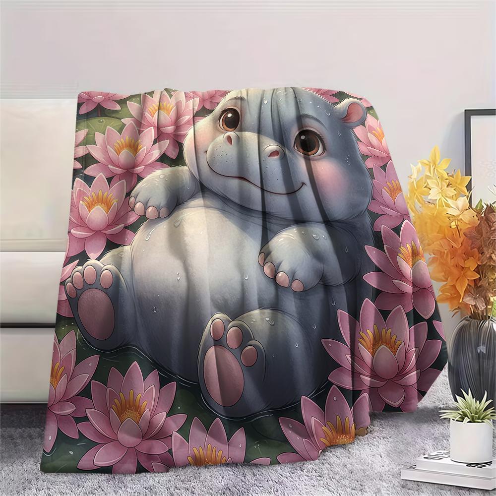 1Pc Cartoon Print Flannel Blanket, High Quality Comfortable for All Seasons, Home Decor, Warmth and Comfort, Perfect for Christmas Birthday Gift