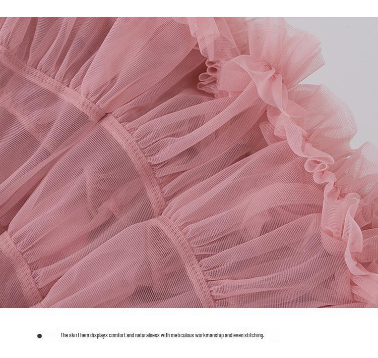 Second Generation Tulle Puffy Tutu Skirt - Spring/Summer Girls' Performance & Evening Princess Dress