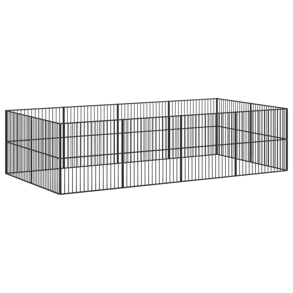 Vidaxl Dog Playpen, 12 Panels, Black, Galvanized Steel