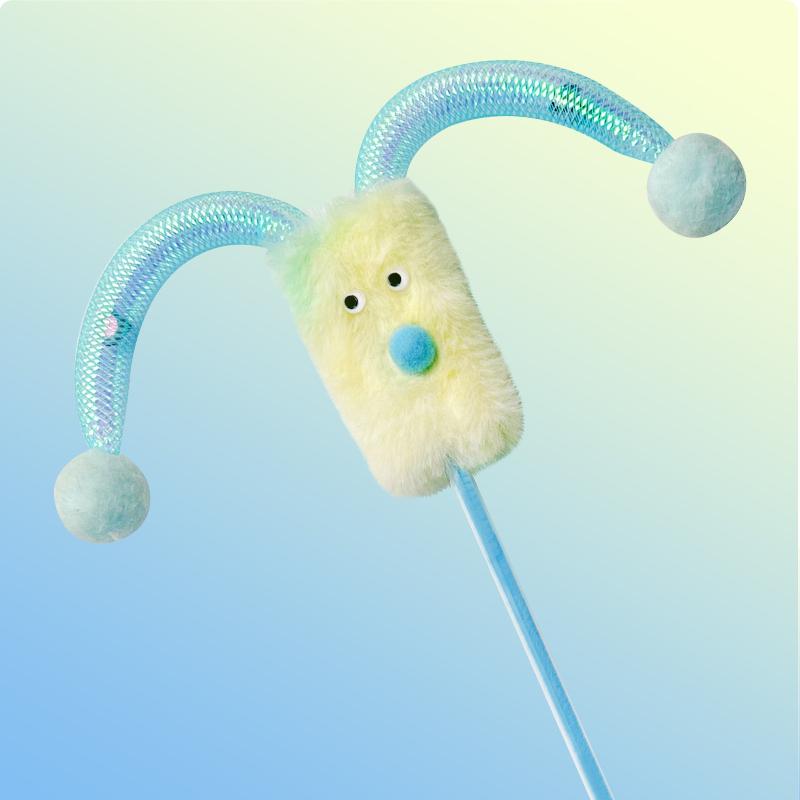 

Cat Teaser Toy Interactive Netted Tube Squeaky Funny Stick Kitten Toy Self High Durable Bite Teaser Cat Accessories синій