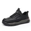 Fashion Retro Style Men's Casual Leather Shoes Comfortable Non-Slip Walking Shoes Classic Outdoor Sneakers Lace Up Male Hiking Footwear