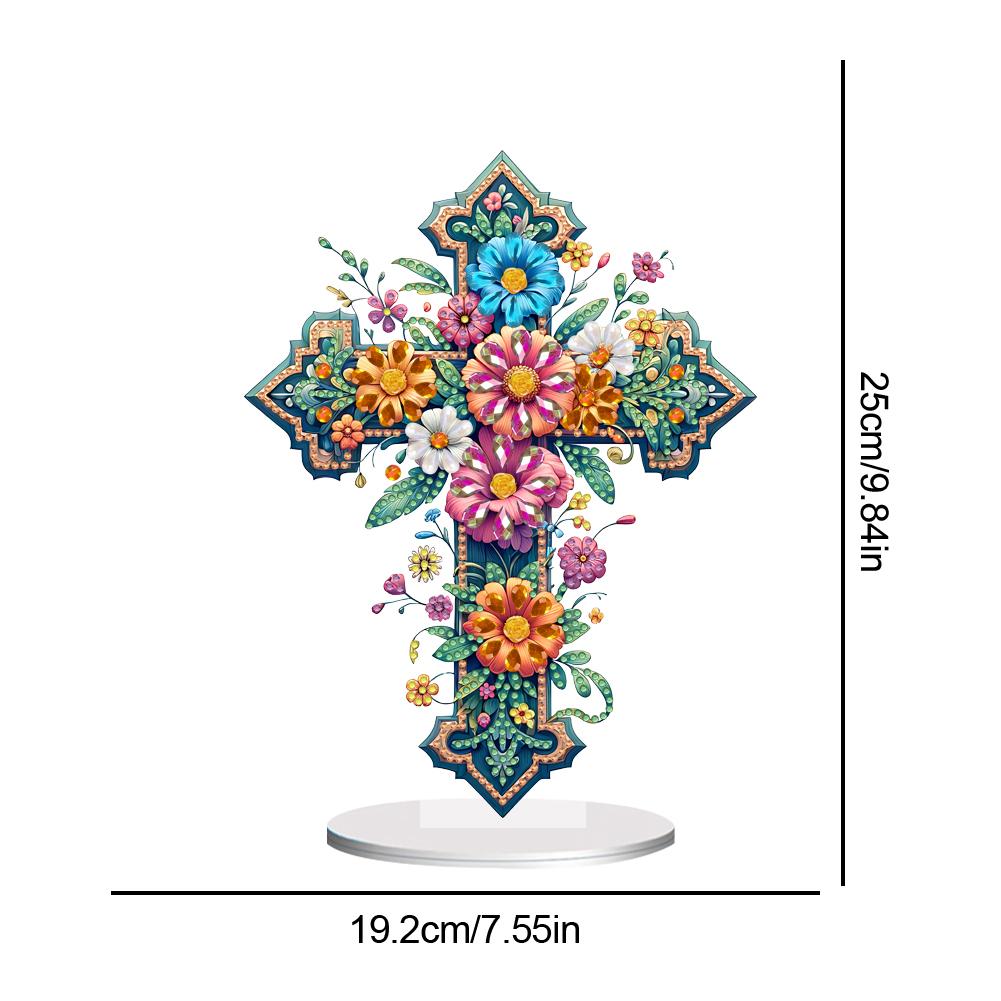 2D Flat Cross DIY 5D DIY Diamond Art Tabletop Decorations Diamond Painting Desktop Decorations for Home Office Desktop Decor