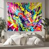 Psychedelic Abstract Tapestry Trippy Colorful Wall Art Retro Groovy Decor