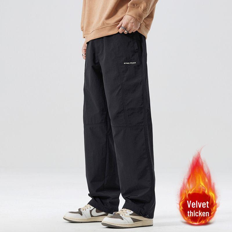 

Men s Fleece-Lined Wide-Leg Paratrooper Pants for Autumn/Winter Extra Large чорний
