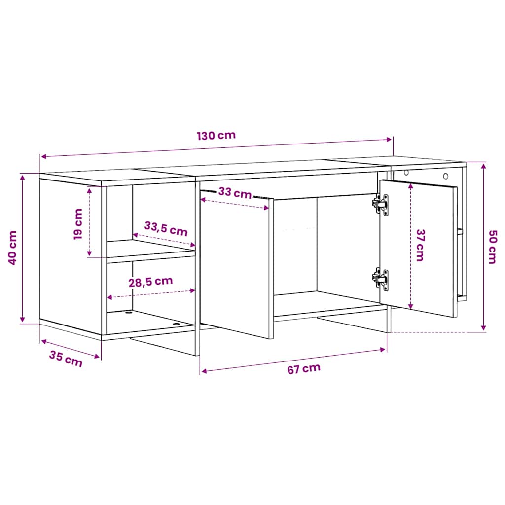 Vidaxl Szafka Pod Tv, Dąb Sonoma, 130X35X50 Cm Materiał Drewnopochodny