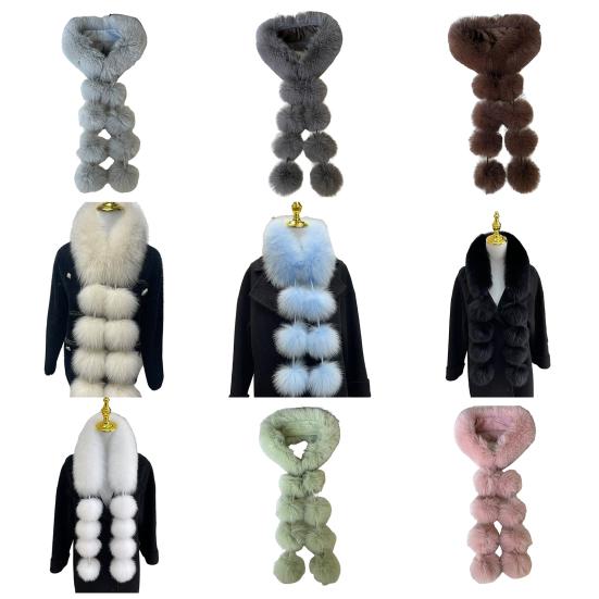 Faux Fur Scarf with Magnetic Closure Solid Color Soft Plush Design Scarf Wrap Windproof