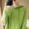 Autumn Winter Loose Casual Fashion Solid Color Hooded Sweater Women Pullover All-match Knitting Drawstring Top