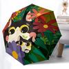 1pc Floral CatsAutomatic Folding Umbrella, Portable Collapsible Design, Casual Outdoor Accessory, for All Seasons 058