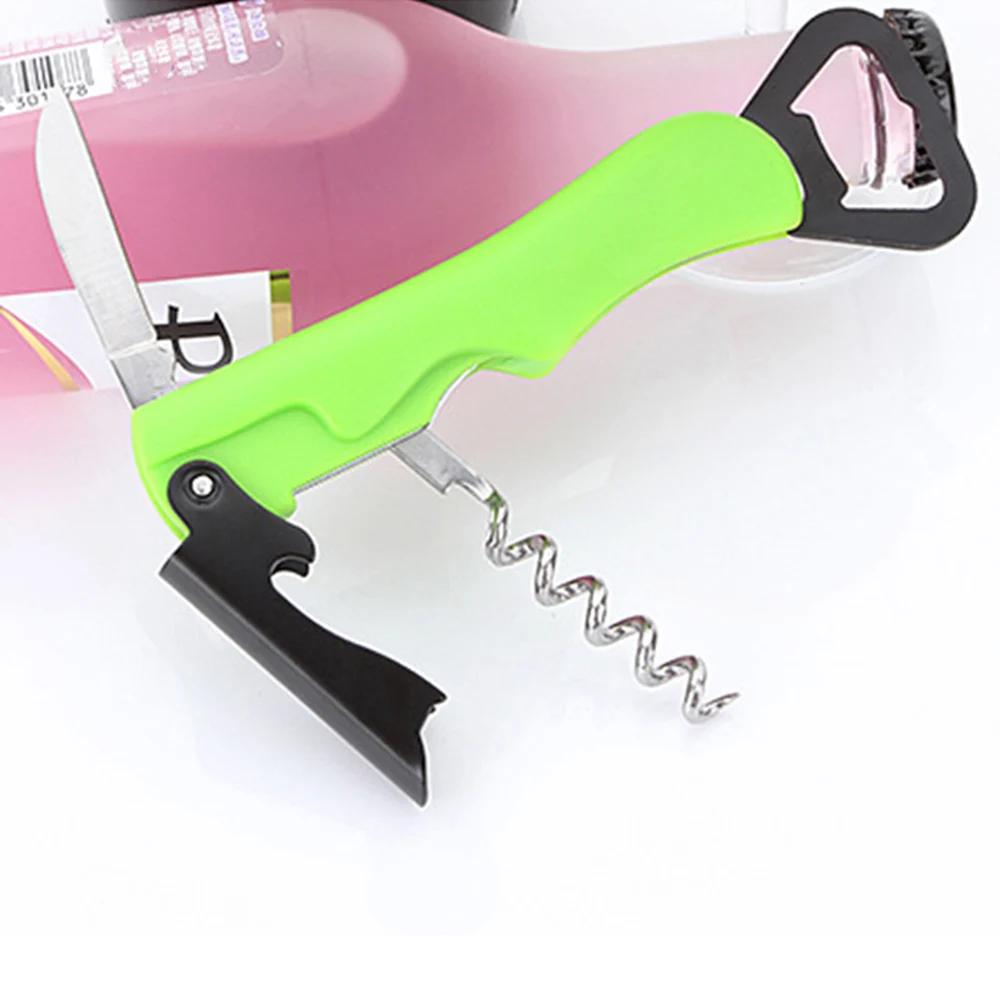 

1шт стальной металл с пластиковой ручкой для домашней вечеринки многофункциональный штопор для вина открывалка для пивных бутылок штопор из нержавеющей стали зелёный