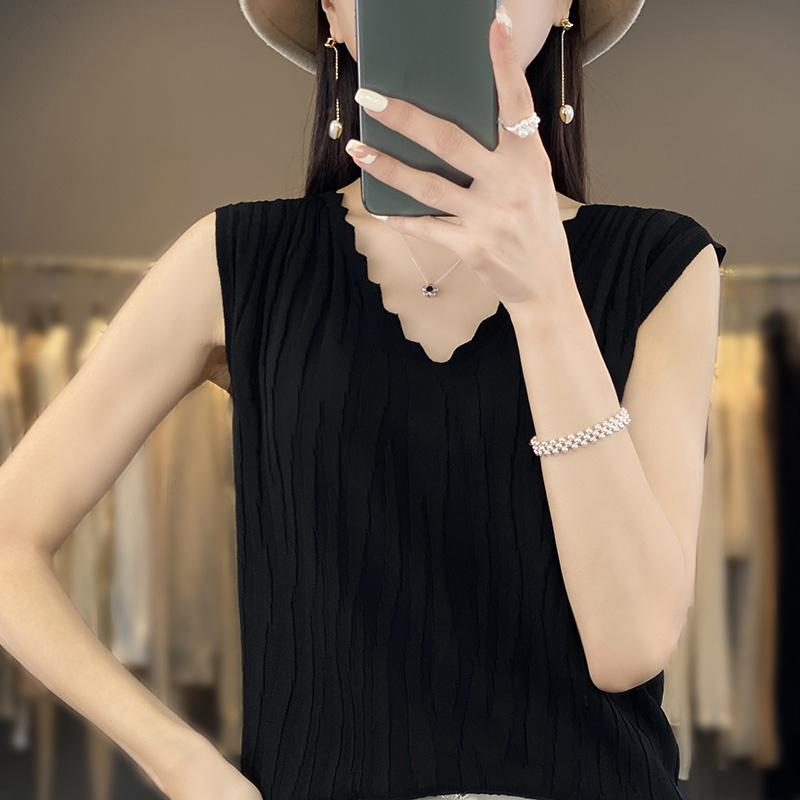 Women Tank Sleeveless MODERN NEW SAGA Summer T-shirt Knit Top Basic Vest Female V-neck
