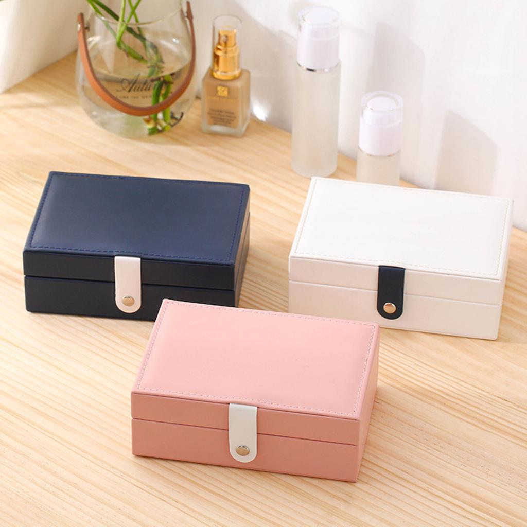 2 Layer Jewelry Holder Leather Jewelry Organizers with Buckle Jewelry Cases