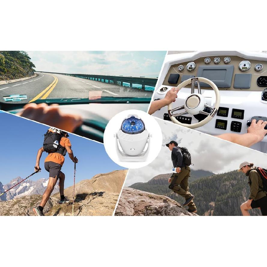 Sea Marine Compass with Mount Compasses Ball Waterproof for Boat Caravan White Sea Marine Compass with Mount for Boat Caravan Truck Car Navigation