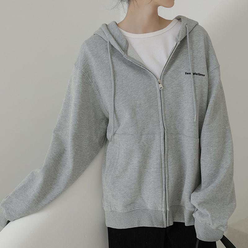 Sweatshirt Damen Letter Hooded Cardigan Lose Freizeitjacke Top